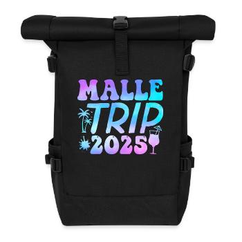 Malle Trip 2025 Palmen Cocktail Gruppenurlaub - Rolltop Rucksack - Schwarz - Vorne
