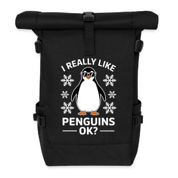 Penguin Saying Funny Penguins Gift - Roll Top Backpack - black - Front