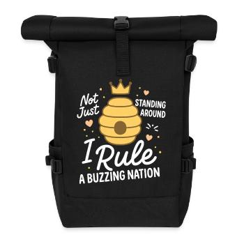 Not Just Standing Around I Rule A Buzzing Nation - Rolltop Rucksack - Schwarz - Vorne
