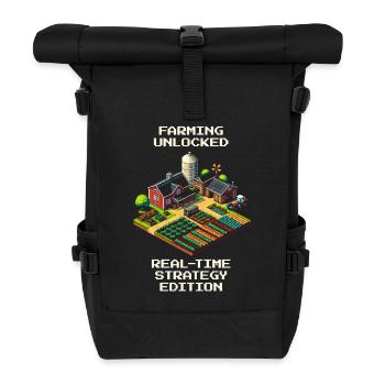 Ackerbau = RTS | Ressourcenmanagement mit Diesel - Rolltop Rucksack - Schwarz - Vorne