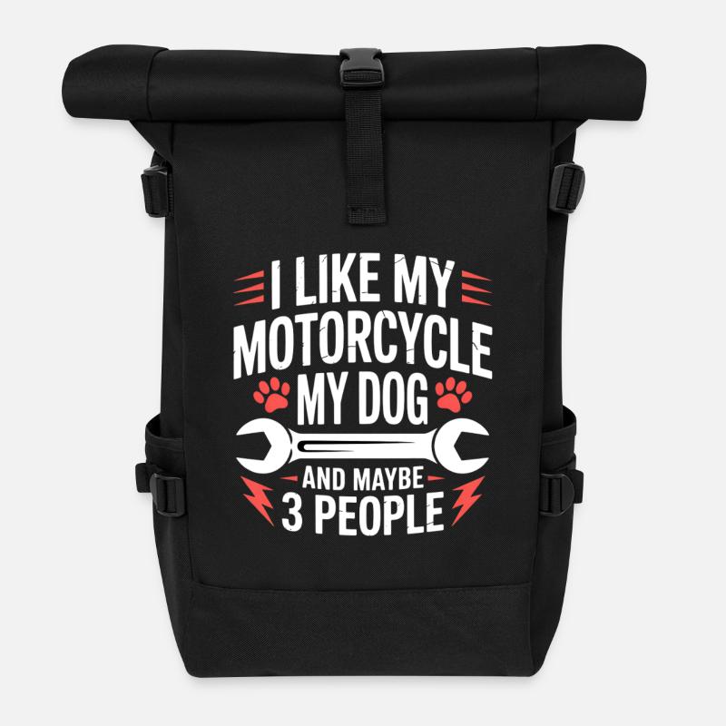 Hund Motorrad Sarkasmus Hunde Spruch - Rolltop Rucksack - Schwarz
