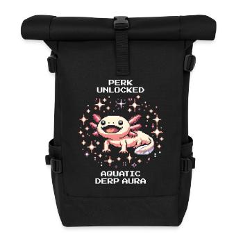 Axolotl Aura | Lustige Amphibie Retro Pixel - Rolltop Rucksack - Schwarz - Vorne