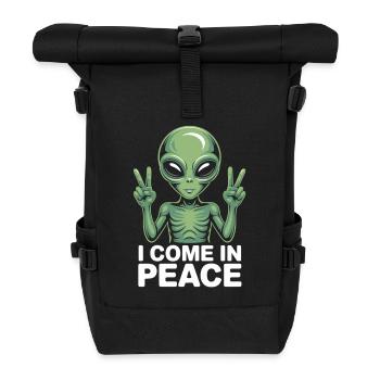 Alien with peace sign - Roll Top Backpack - black - Front