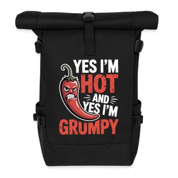 Scharfmacher T-Shirt - Scharf und schlecht gelaunt - Rolltop Rucksack - Schwarz - Vorne