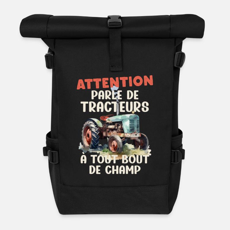 Traktor alter Bauer alter Traktor - Rolltop Rucksack - Schwarz