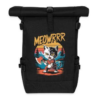 Fierce Viking Cat with Axe - Roll Top Backpack - black - Front