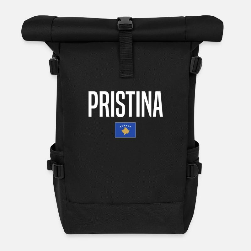 Pristina, Kosovo - Roll Top Backpack - black