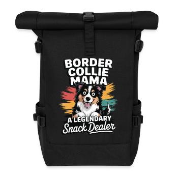 Border Collie Mama – Legendäre Snack Dealerin - Rolltop Rucksack - Schwarz - Vorne