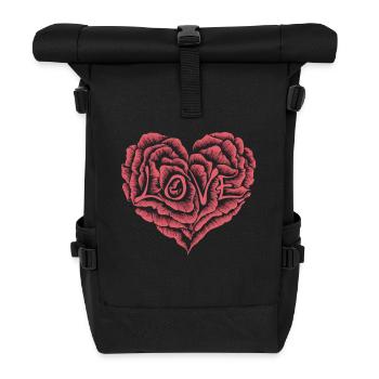 Cœur de roses avec amour - Sac à dos roll top - noir - Devant