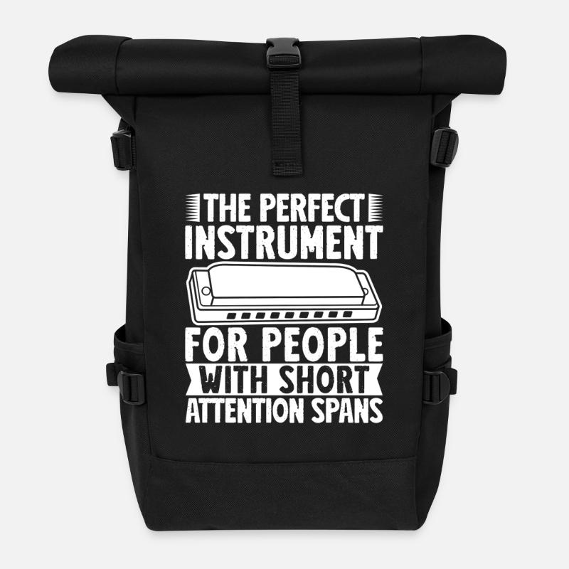 Harmonica Musican For People With Short Attention - Roll Top Backpack - black
