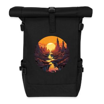 Sonnenuntergang Im Canyon Mit Fluss Und - Rolltop Rucksack - Schwarz - Vorne