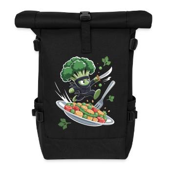 Brokkoli Ninja im Einsatz - Rolltop Rucksack - Schwarz - Vorne