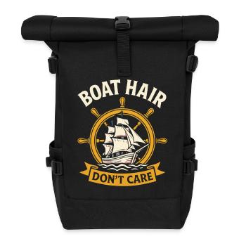 Boot Haar Don't Care Lustiger Spruch - Rolltop Rucksack - Schwarz - Vorne