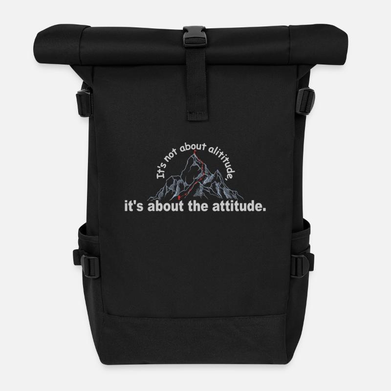 Motivational Mountain Quote Motivational Mountain - Roll Top Backpack - black