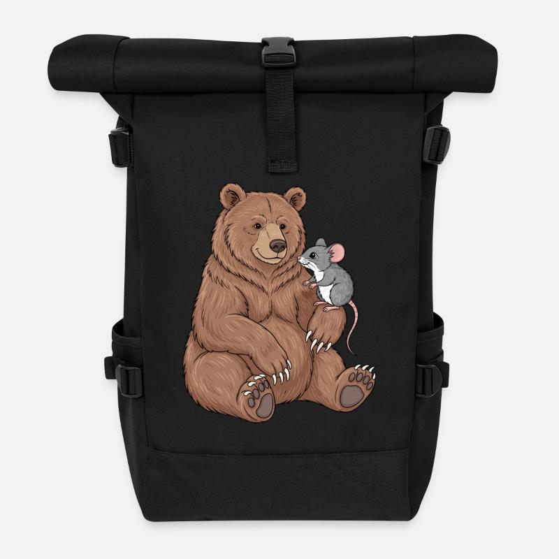 Bär und Maus - Rolltop Rucksack - Schwarz