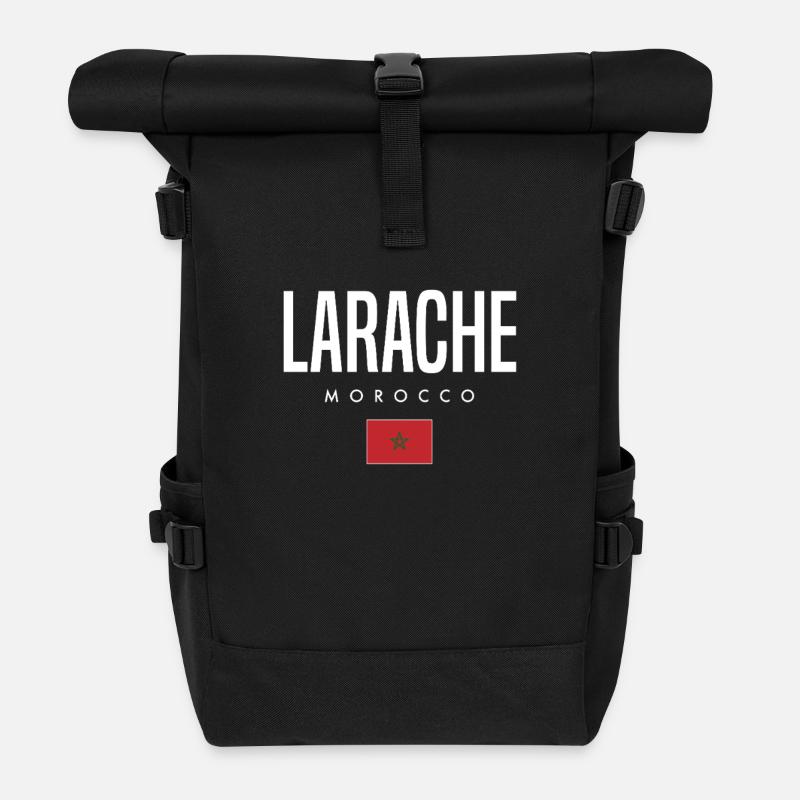 Larache, Morocco - Roll Top Backpack - black