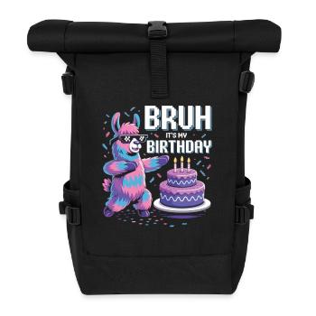 Llama Birthday Party - Roll Top Backpack - black - Front
