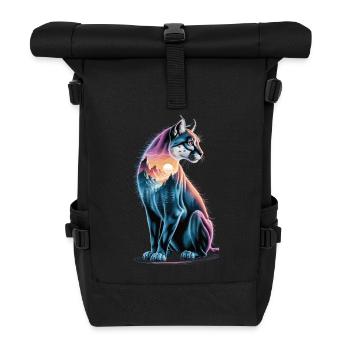 Bergpuma mit Landschaft - Rolltop Rucksack - Schwarz - Vorne