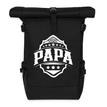 Super Papa Vater Vatertag - Rolltop Rucksack - Schwarz - Vorne