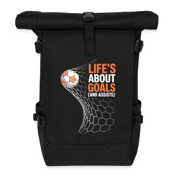 Leben ist wie Fußball – Tore & Assists - Rolltop Rucksack - Schwarz - Vorne