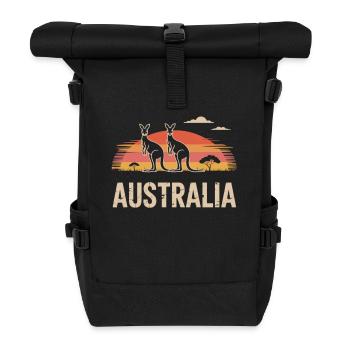Australia Retro Look - Roll Top Backpack - black - Front