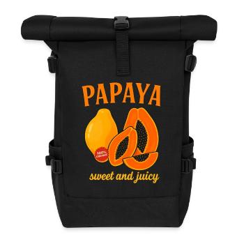 Ripe and Juicy Papaya – Tropical Fruit Fun - Roll Top Backpack - black - Front