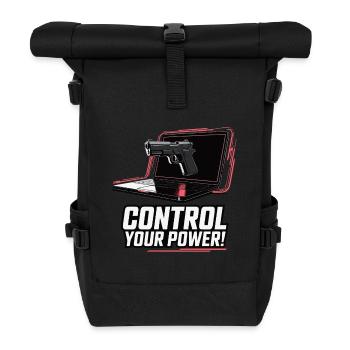KONTROLLIEREN SIE IHRE MACHT - Rolltop Rucksack - Schwarz - Vorne