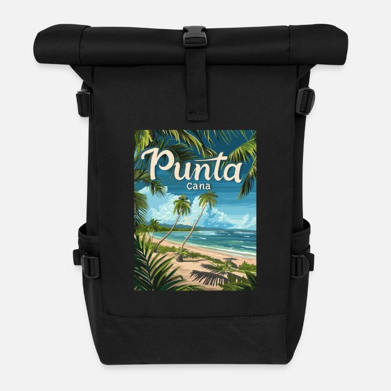 Tropical Punta Cana Beach Palmiers paradisiaques - Sac à dos roll top - noir