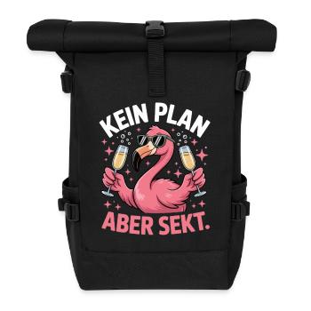 No Plan but Sparkling Wine Flamingo Shirt - Roll Top Backpack - black - Front