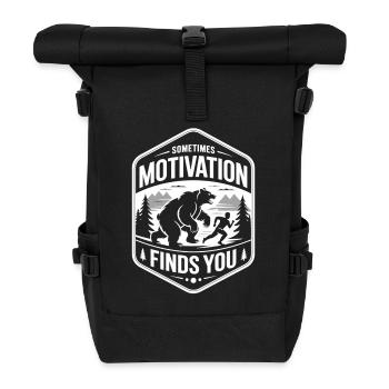 Laufshirt mit Bär – Motivation findet dich! - Rolltop Rucksack - Schwarz - Vorne