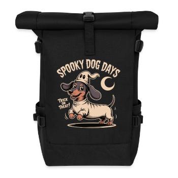 Spooky Dog Days – Funny Dachshund for Halloween - Roll Top Backpack - black - Front