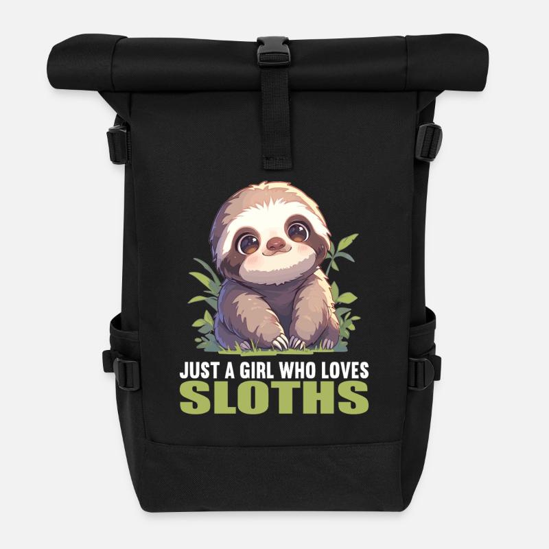 Sloths Sloth - Roll Top Backpack - black