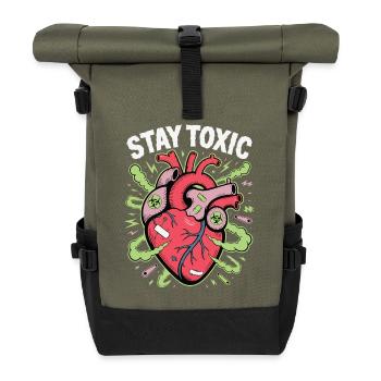 STAY TOXIC - Roll Top Backpack - olive/black - Front
