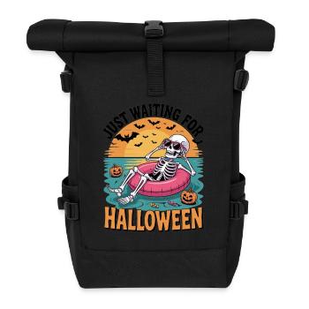 Waiting for Halloween Summer Skeleton in Pool - Roll Top Backpack - black - Front
