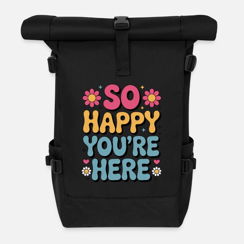 Tellement content que vous soyez ici Retro - Sac à dos roll top - noir