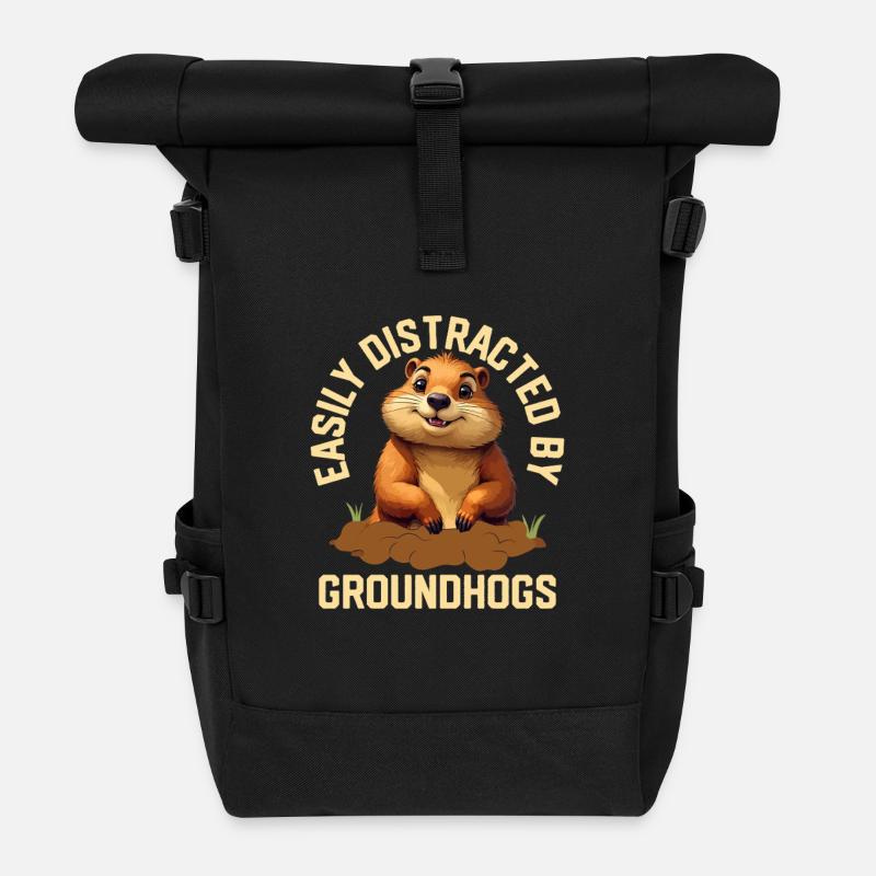 Easily Distracted By Groundhogs Animal Rodent - Rolltop Rucksack - Schwarz