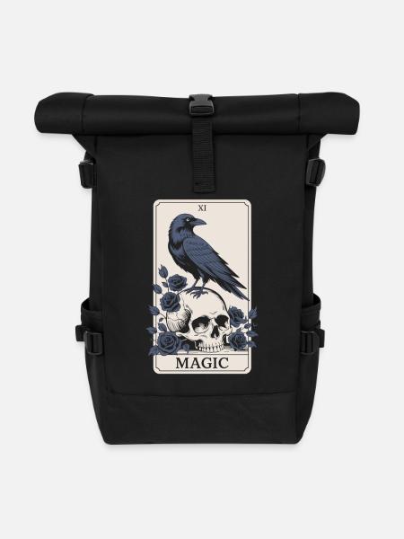 Tarot Rabe Totenkopf Shirt - Rolltop Rucksack - Schwarz
