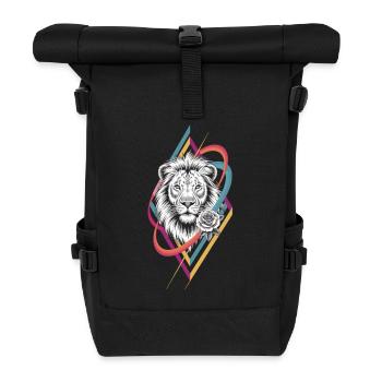 Geometrischer Löwe mit Rose - Rolltop Rucksack - Schwarz - Vorne