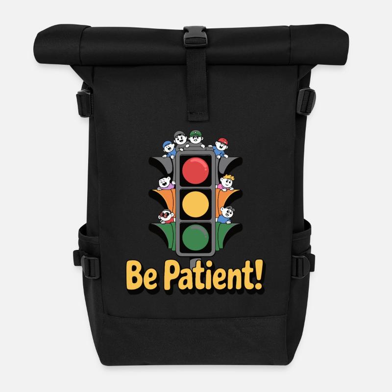 FEU TRICOLORE, SOYEZ PATIENT - Sac à dos roll top - noir