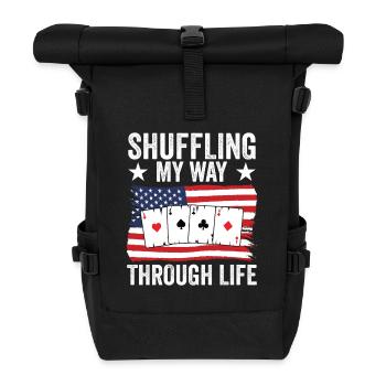 Funny Pinochle Card Player USA Drapeau - Sac à dos roll top - noir - Devant