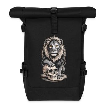 Lion avec crâne - Sac à dos roll top - noir - Devant