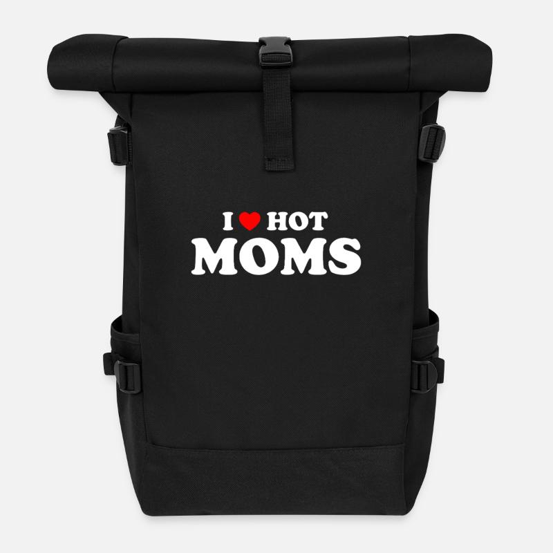 I Love My MOM - Hot MOMS - Roll Top Backpack - black