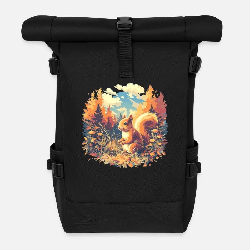 Eichhörnchen - Rolltop Rucksack - Schwarz