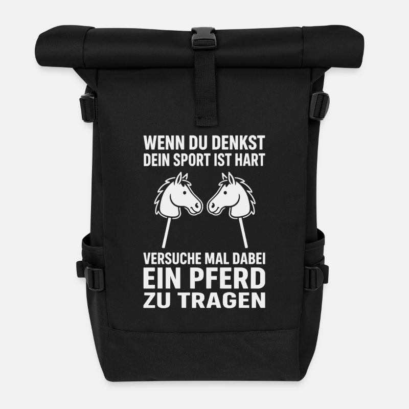 Hobby Horsing – Versuch mal ein Pferd zu tragen - Rolltop Rucksack - Schwarz