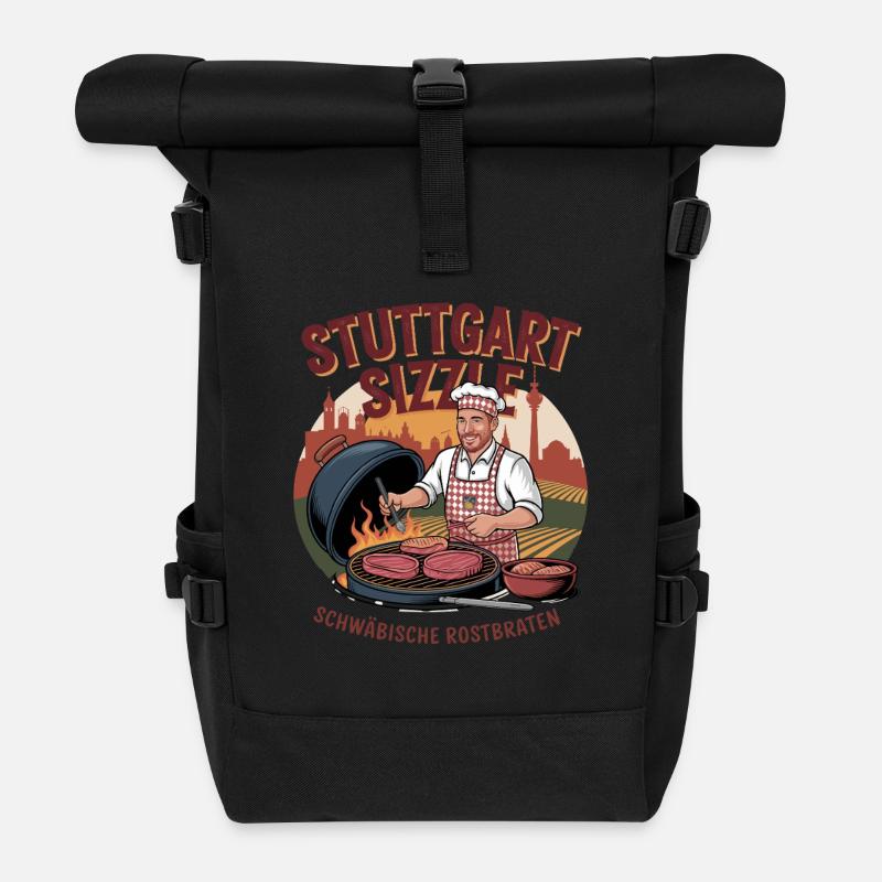Stuttgart Sizzle Schwäbische Rostbraten BBQ - Rolltop Rucksack - Schwarz