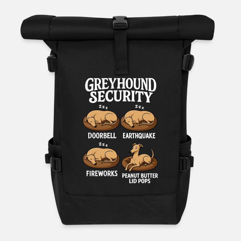 Windhund Greyhound - Rolltop Rucksack - Schwarz