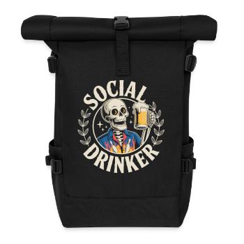Social Drinker Bier T-Shirt - Rolltop Rucksack - Schwarz - Vorne
