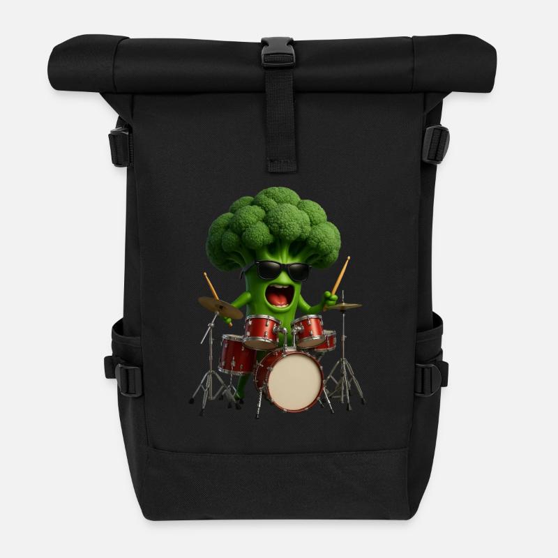 Brokkoli Schlagzeug - Rolltop Rucksack - Schwarz