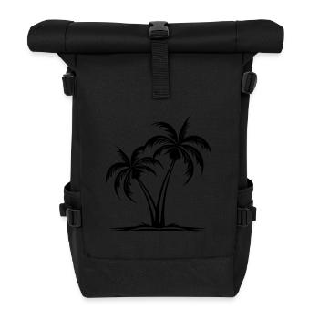 Palmen Insel - Rolltop Rucksack - Schwarz - Vorne