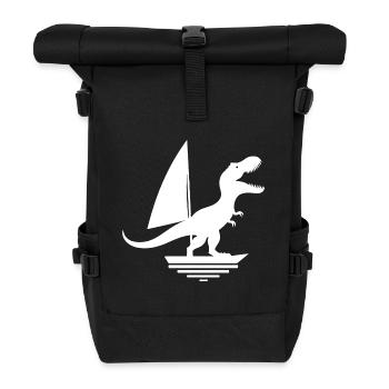Silhouette de voilier dinosaure T-Rex - Sac à dos roll top - noir - Devant